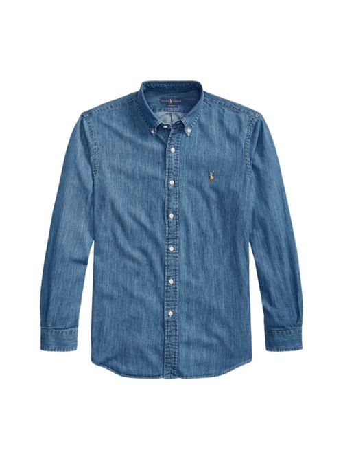 Camicia da uomo in denim di puro cotone, colore denim medio POLO RALPH LAUREN | 710792043001